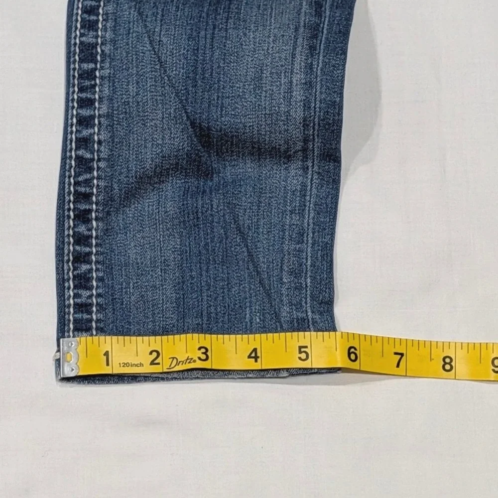 Miss Me Cuffed Skinny Distressed Rhinestone Jeans JS5014CK87 Blue Size 27